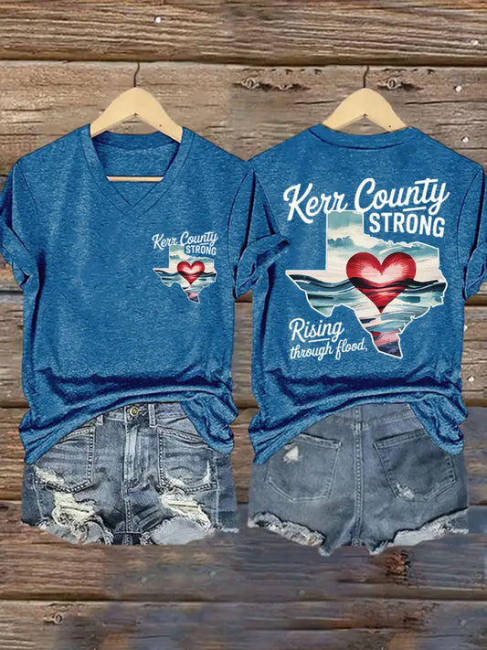 Women’s Texas Strong Pray For Texas V-Neck Tee Blue / S