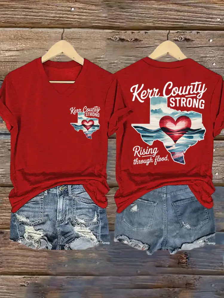 Women’s Texas Strong Pray For Texas V-Neck Tee Red / S