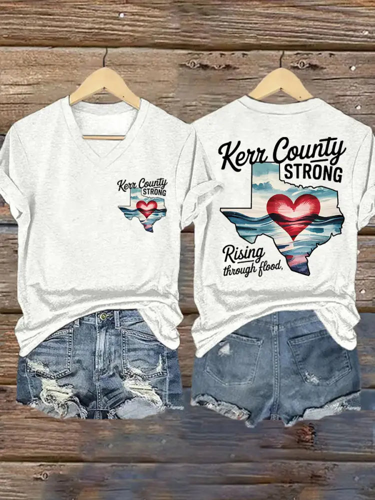 Women’s Texas Strong Pray For Texas V-Neck Tee White / S