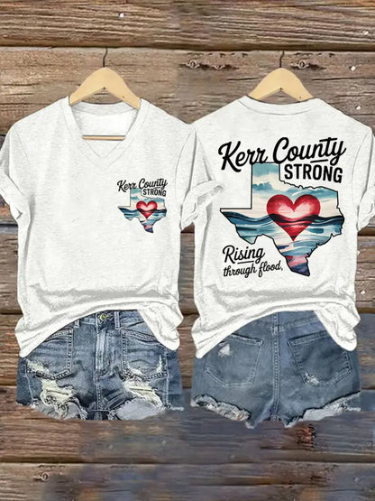 Women’s Texas Strong Pray For Texas V-Neck Tee White / S