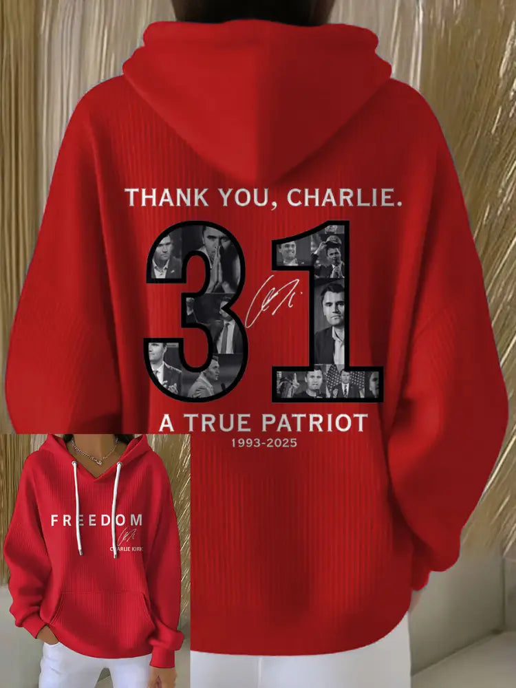 Women’s Thank You Charlie 31 True Patriot Printed Hoodie Red / S
