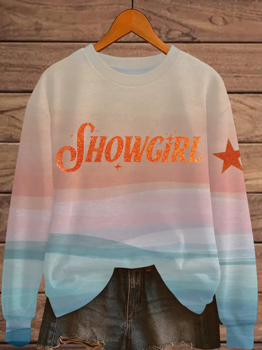 Women’s The Life of A Show Girl Fan Print Sweatshirt As picture / S