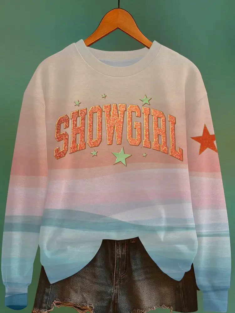 Women’s The Life of A Show Girl Fan Print Sweatshirt As picture / S
