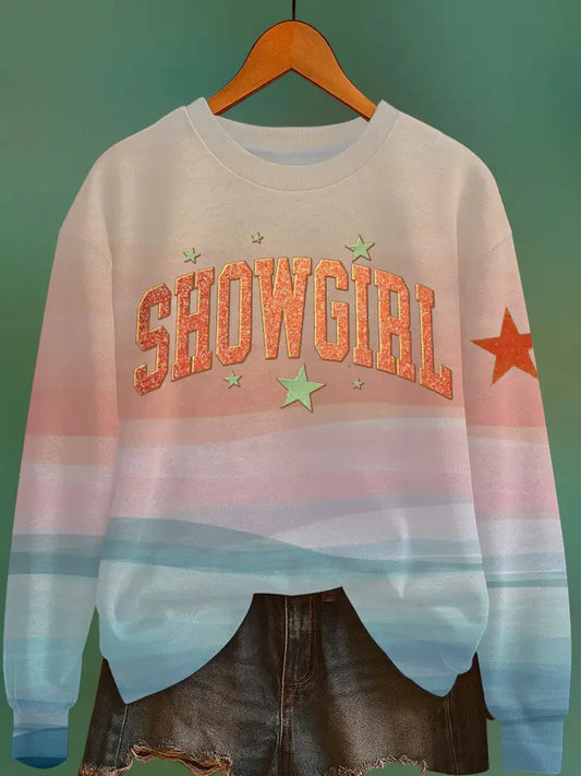 Women’s The Life of A Show Girl Fan Print Sweatshirt As picture / S