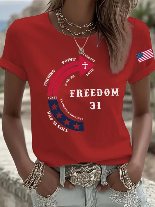 Women’s This Is Our God Family Country Freedom 31 Printed T-shirt Red / S
