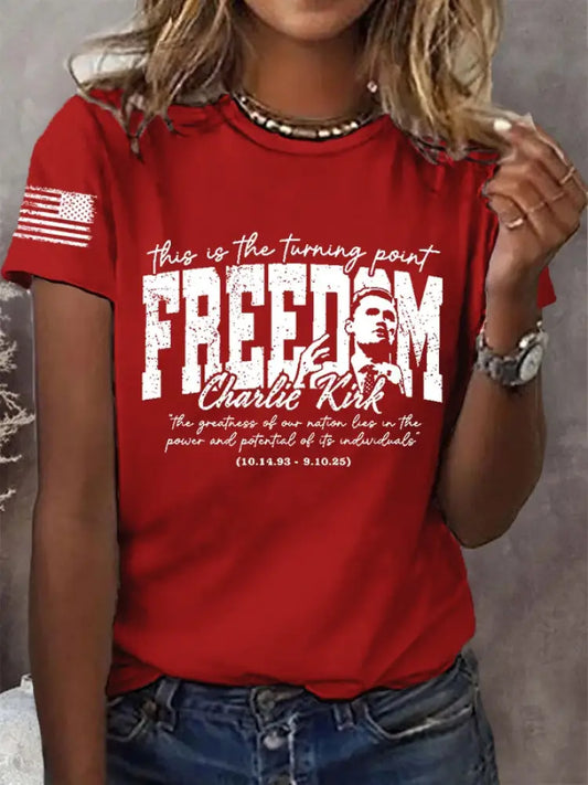 Women’s this is the turning point FREEDEM Charlie Kirk ’the greatness of our nation bes in the power and potential of