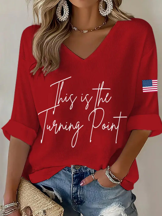 Women’s This Is The Turning Point Waffle T-shirt Red / S