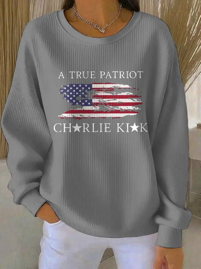 Women’s Turning Point Flag Printed Sweatshirt Light Gray / S