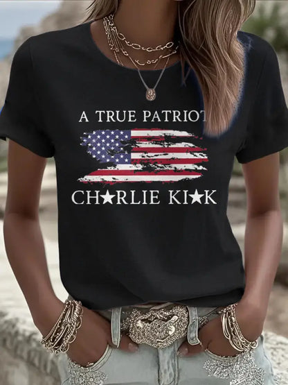 Women’s Turning Point Flag Printed T-shirt Black / S