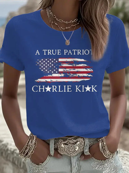Women’s Turning Point Flag Printed T-shirt Blue / S