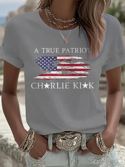 Women’s Turning Point Flag Printed T-shirt Light Gray / S