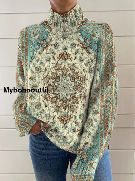 Women’s Vintage Art Print Casual Chic Sweater Pullover A / S