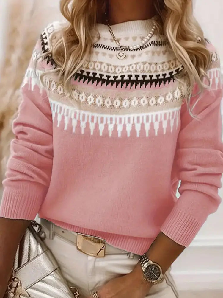 Women’s Vintage Christmas Art Print Comfortable Casual Sweate A / S