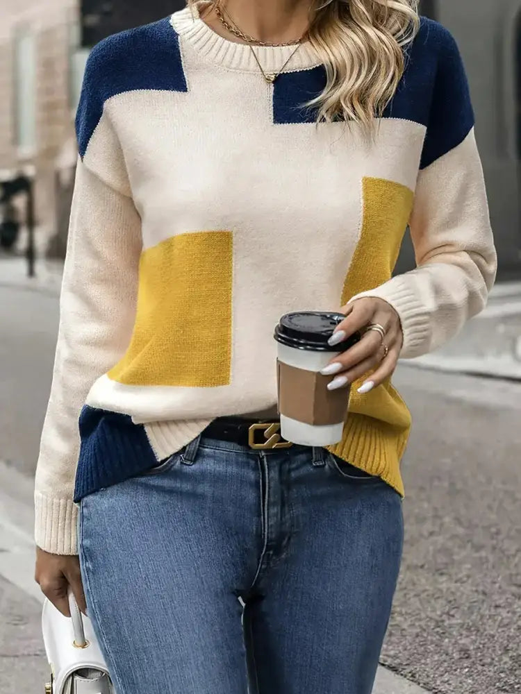 Women’s Vintage Christmas Art Print Comfortable Casual Sweater A / S