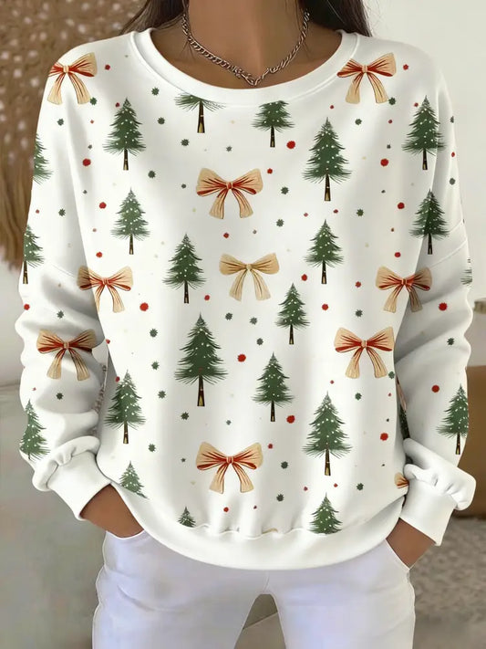 Women’s Vintage Christmas Tree Printed Sweatshirt As picture / S