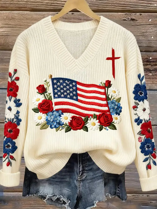 Women’s Vintage Faith Print Casual Sweater A / S