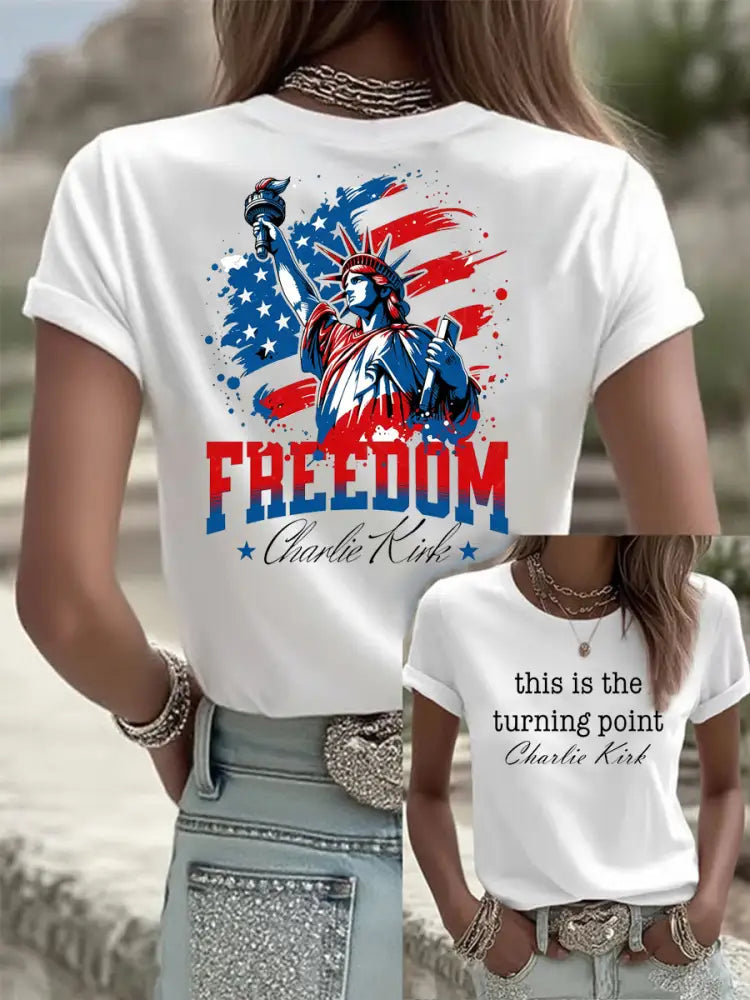 Women’s Vintage Freedom American Casual Commemorative Short Sleeve A / S