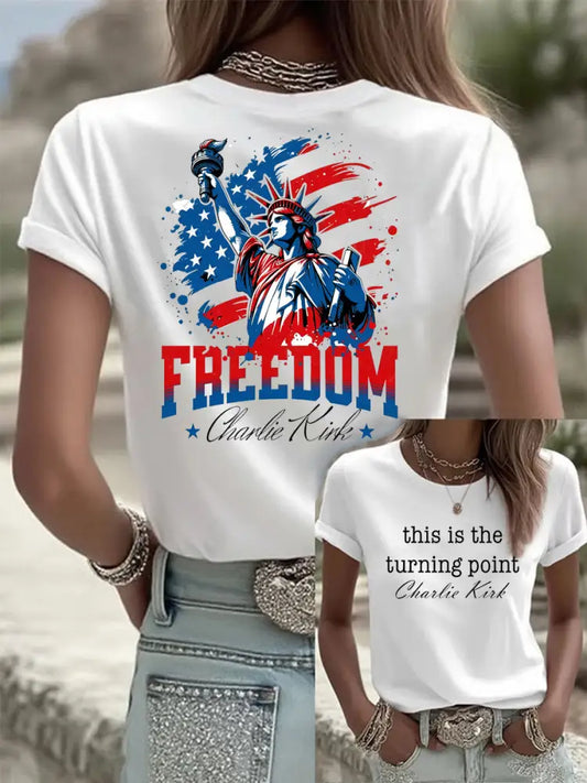 Women’s Vintage Freedom American Casual Commemorative Short Sleeve A / S