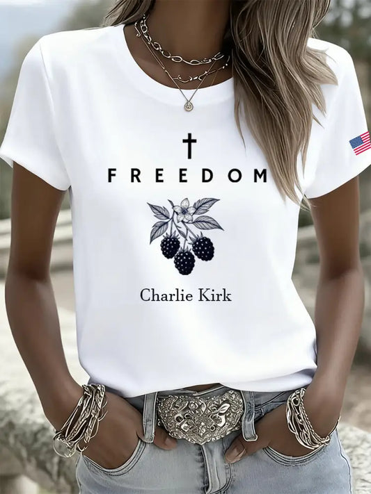 Women’s Vintage Freedom American Casual Commemorative Short Sleeve A / S