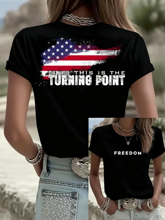 Women’s Vintage Freedom American Casual Commemorative Short Sleeve A / S