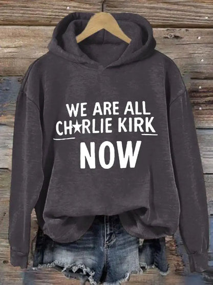 Women’s Voice of Freedom Printed Casual Hoodie Dark Gray / S