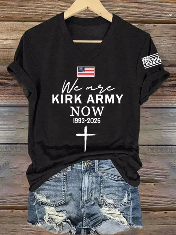 Women’s We Are Kirk Army Now! R.I.P Charlie Kirk V-Neck Tee Black / S