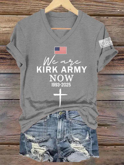 Women’s We Are Kirk Army Now! R.I.P Charlie Kirk V-Neck Tee Light Gray / S
