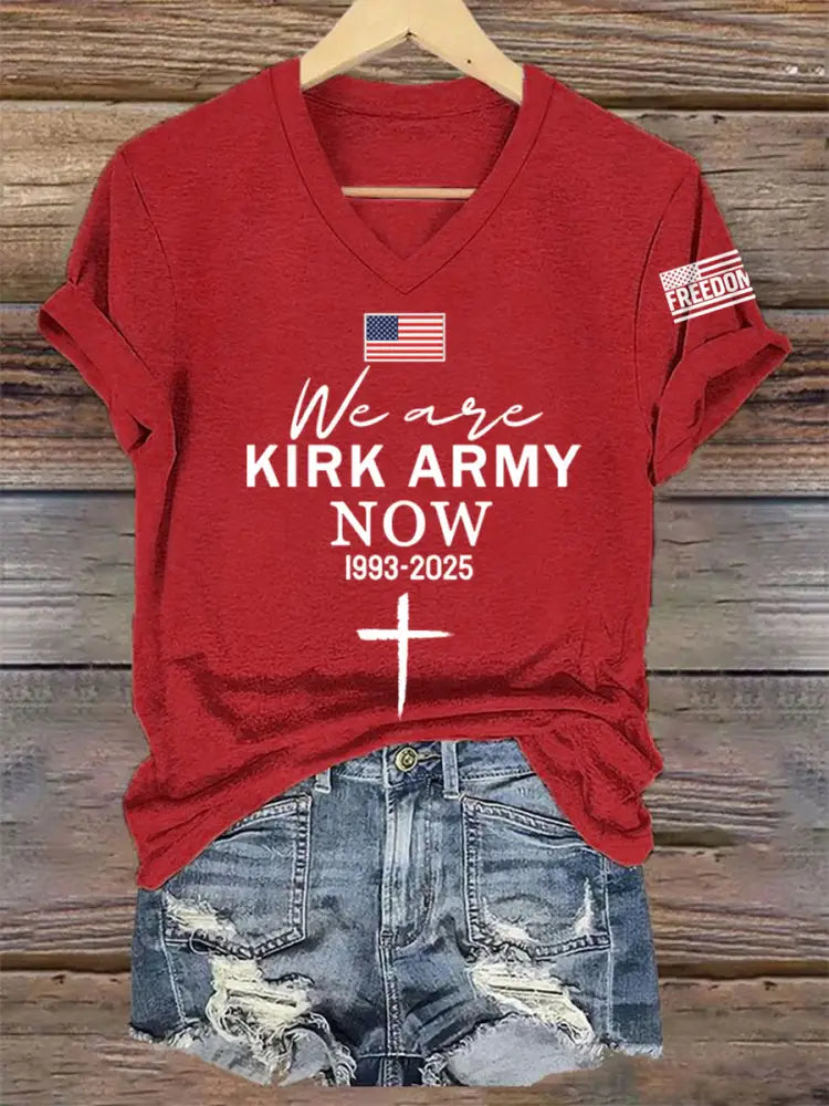 Women’s We Are Kirk Army Now! R.I.P Charlie Kirk V-Neck Tee Red / S
