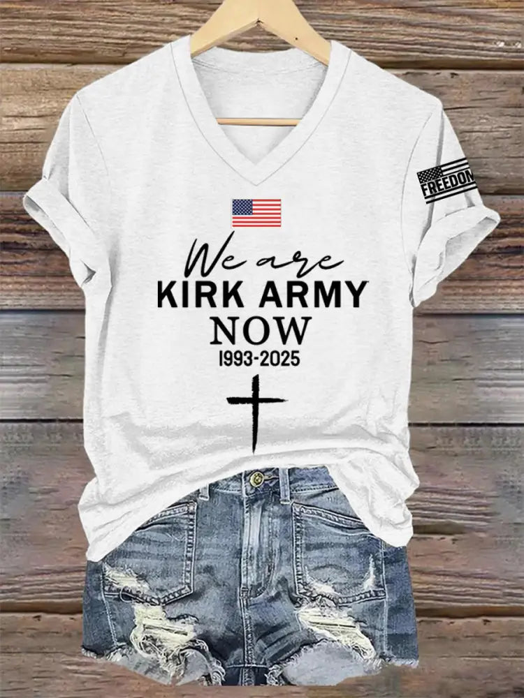 Women’s We Are Kirk Army Now! R.I.P Charlie Kirk V-Neck Tee White / S