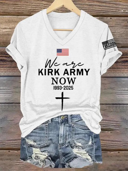 Women’s We Are Kirk Army Now! R.I.P Charlie Kirk V-Neck Tee White / S