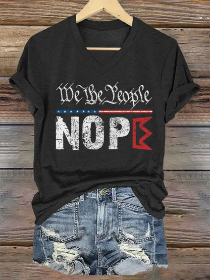 Women’s We The People NOPE Printed V-neck T-shirt Black / S