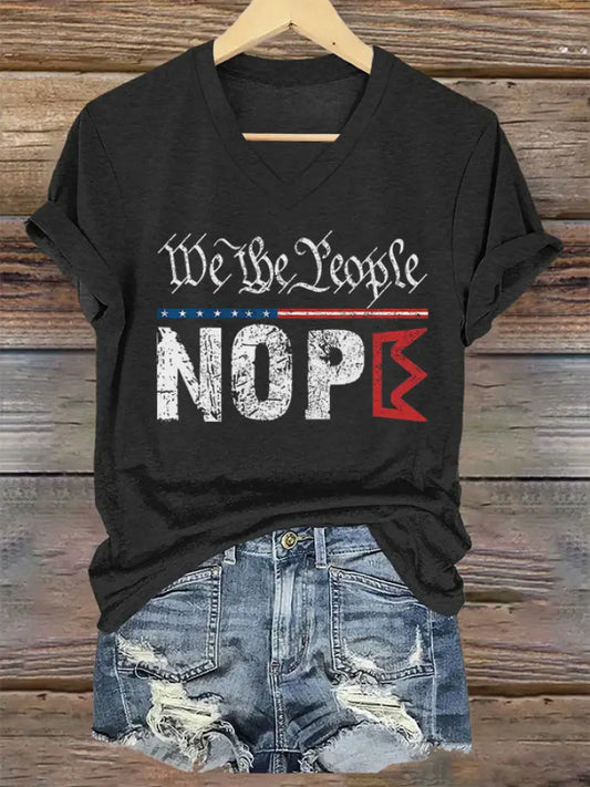 Women’s We The People NOPE Printed V-neck T-shirt Black / S