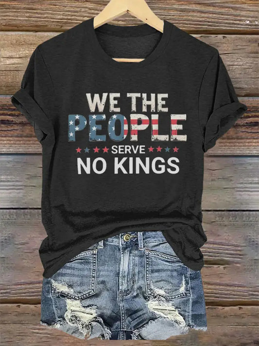 Women’s We The People Serve No Kings Printed Tshirt Black / S