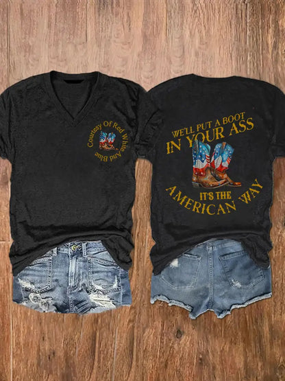 Women’s We’ll Put A Boot In Your Ass Short Sleeve T-Shirt Black / S