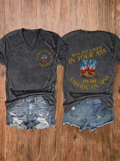 Women’s We’ll Put A Boot In Your Ass Short Sleeve T-Shirt Dark Gray / S