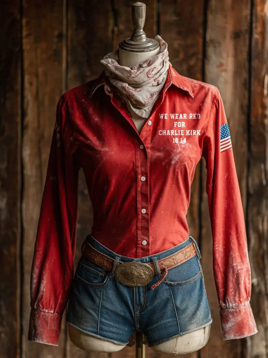 Women’s Western Style: We wear red for Charlie Kirk 10.14 shirts Red / S