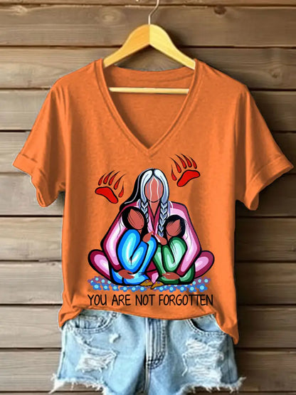 Women’s you are not forgotten V-neck T-shirts Orange / S