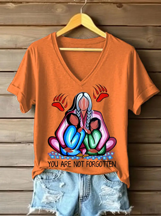 Women’s you are not forgotten V-neck T-shirts Orange / S