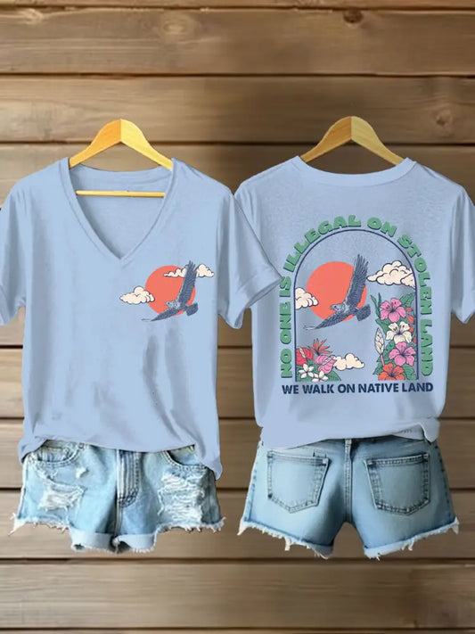 Women’s you are not forgotten V-neck t-shirts Sky Blue / S