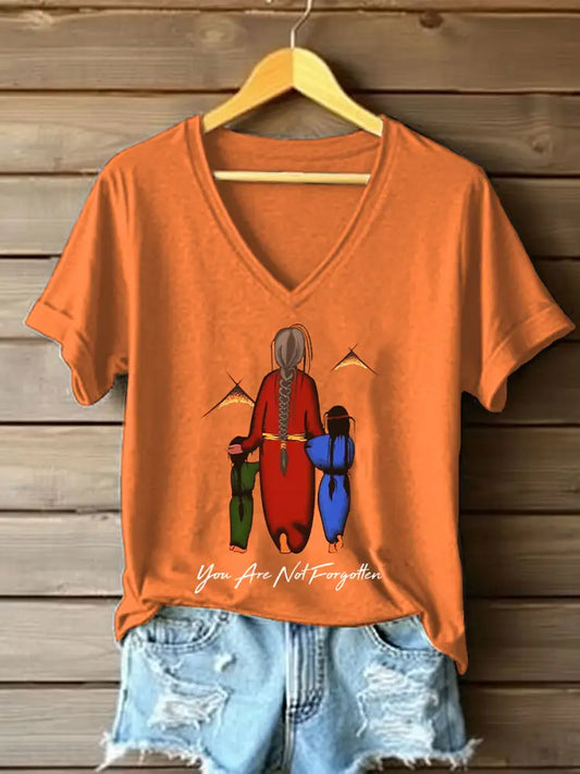 Women’s you are not forgotten V-neck tops Orange / S
