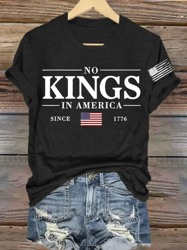Women’sro No Kings In America Resist Trump Protest Patriotic T-Shirt Black / S