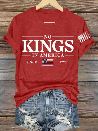 Women’sro No Kings In America Resist Trump Protest Patriotic T-Shirt Red / S