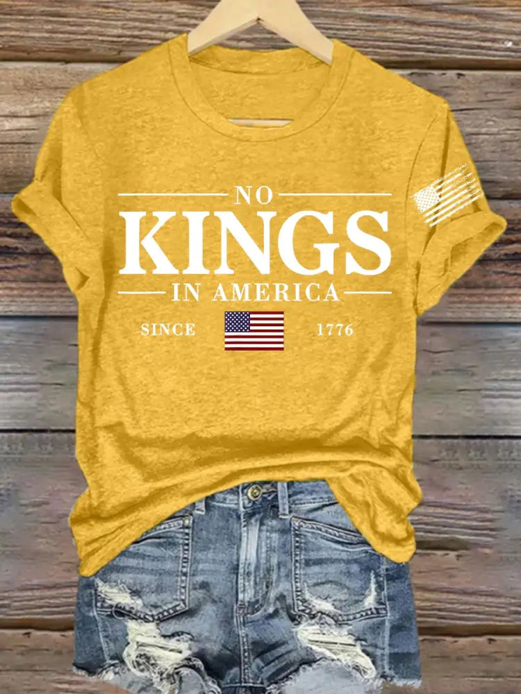 Women’sro No Kings In America Resist Trump Protest Patriotic T-Shirt Yellow / S